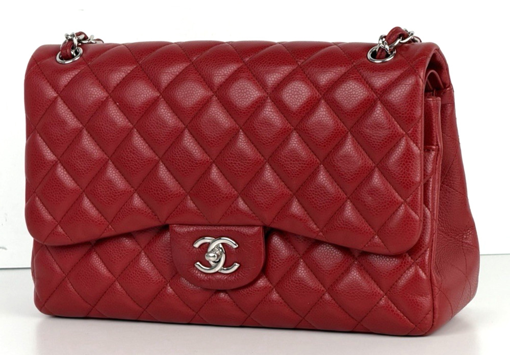 Chanel Classic Double Flap Jumbo Shoulder Bag in Red Leather 2011 D-1